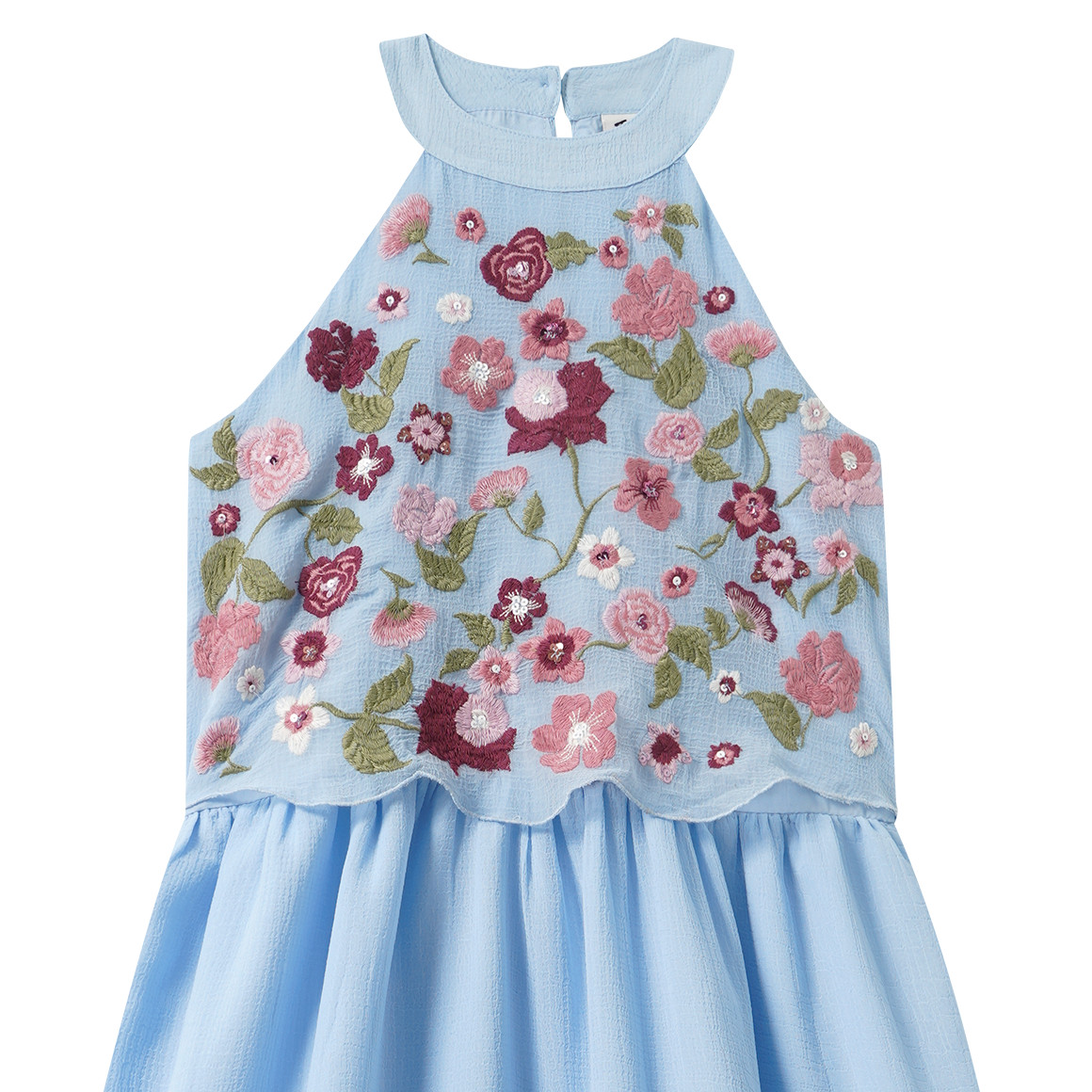 Mädchen Kleid mit Blumen-Stickerei