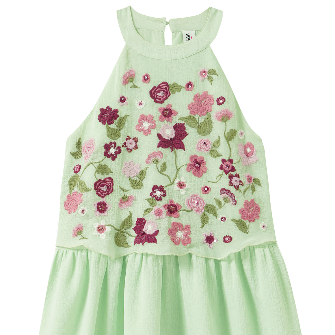 Mädchen Kleid mit Blumen-Stickerei