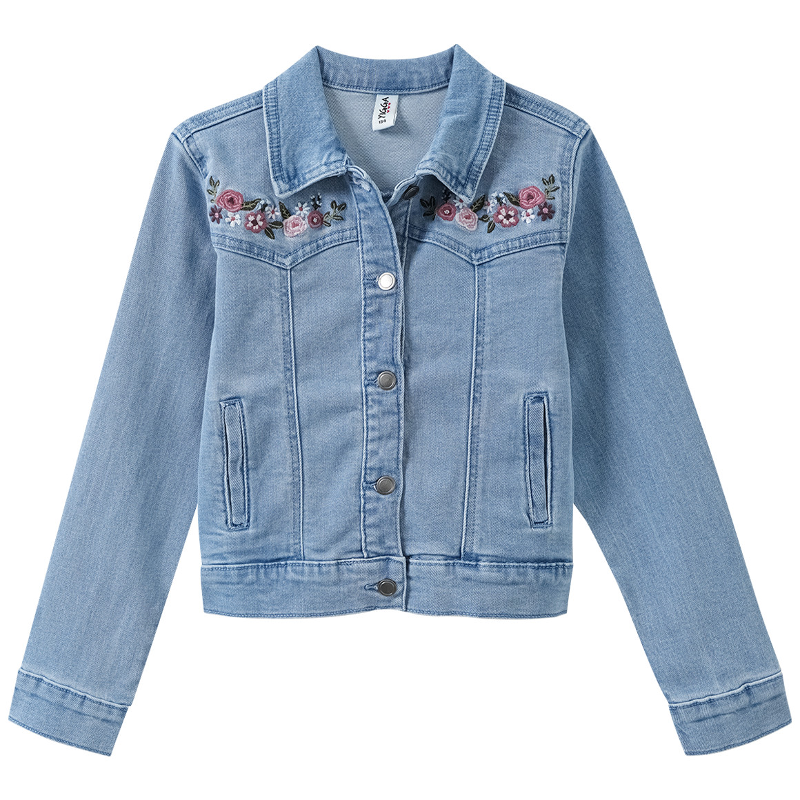 Mädchen Jeansjacke mit Blumen-Stickerei