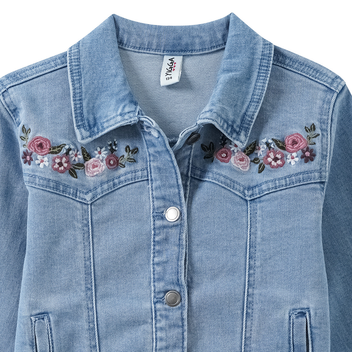 Mädchen Jeansjacke mit Blumen-Stickerei