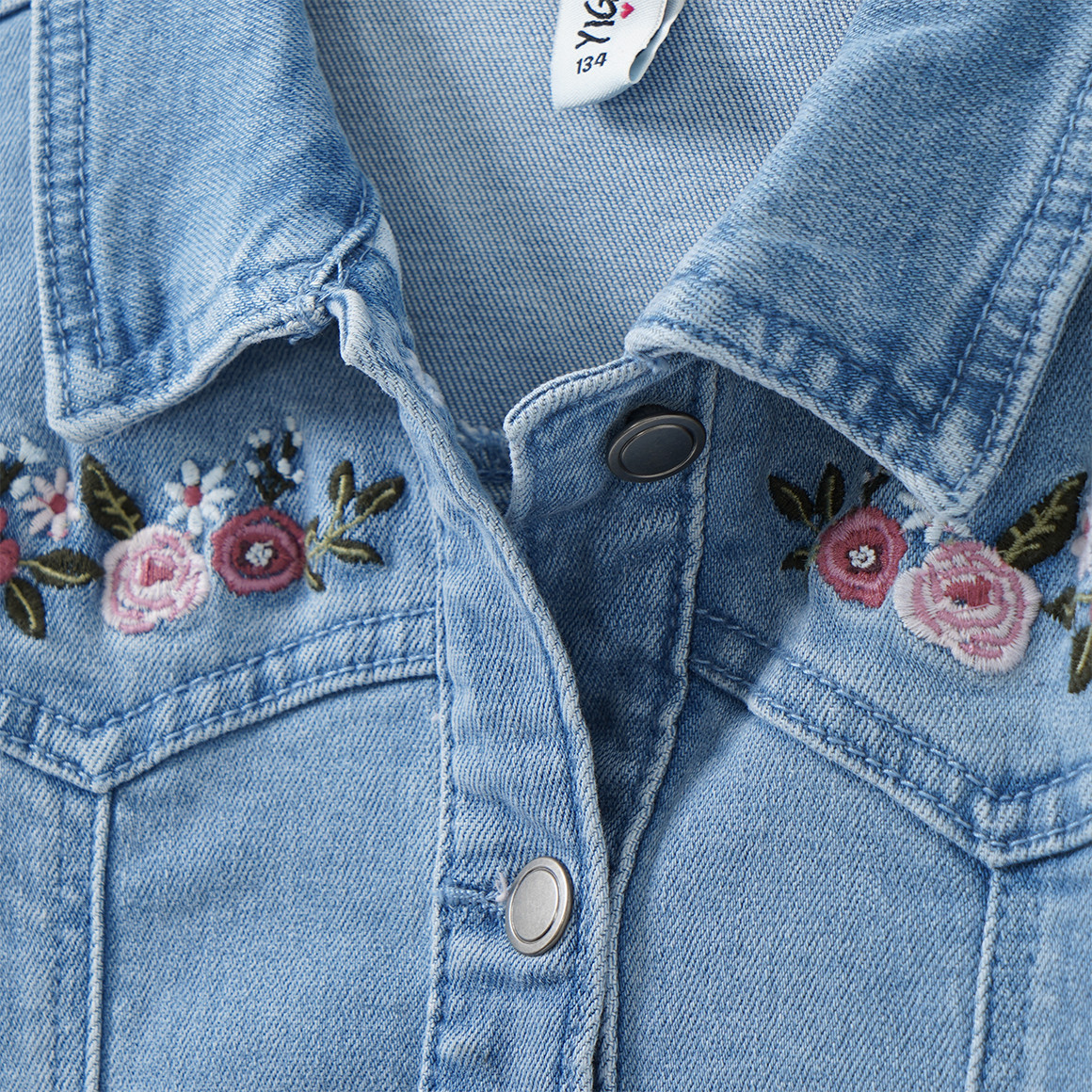 Mädchen Jeansjacke mit Blumen-Stickerei
