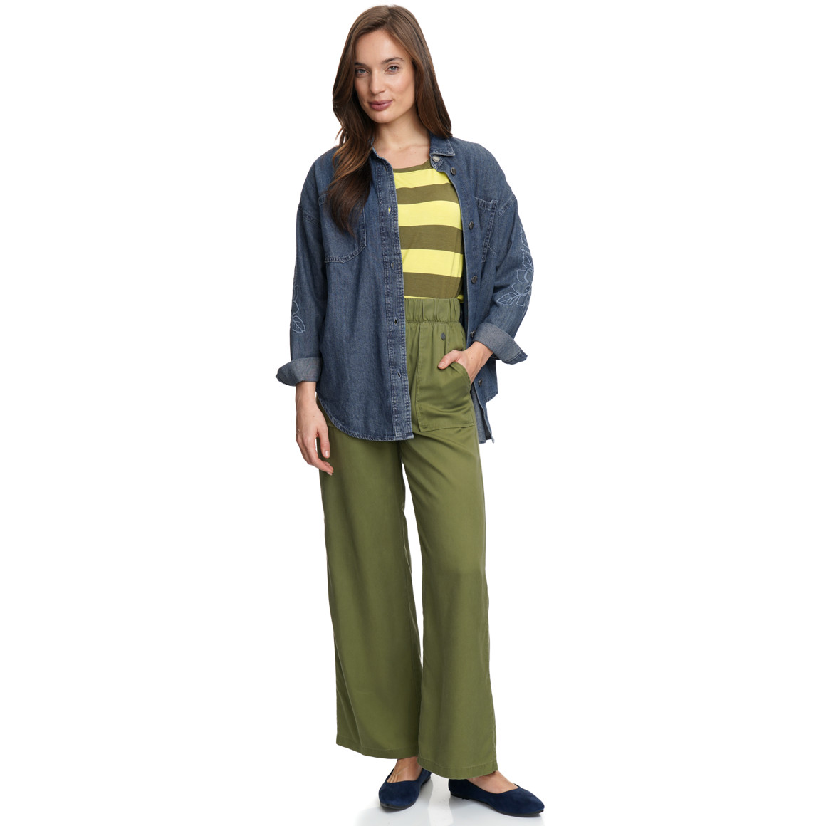 Damen Jeanshemd mit Stickerei