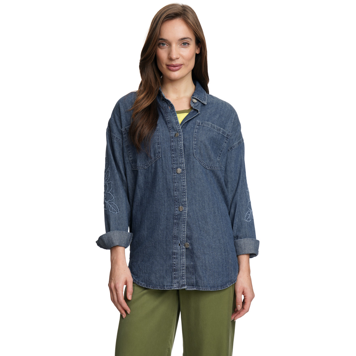 Damen Jeanshemd mit Stickerei