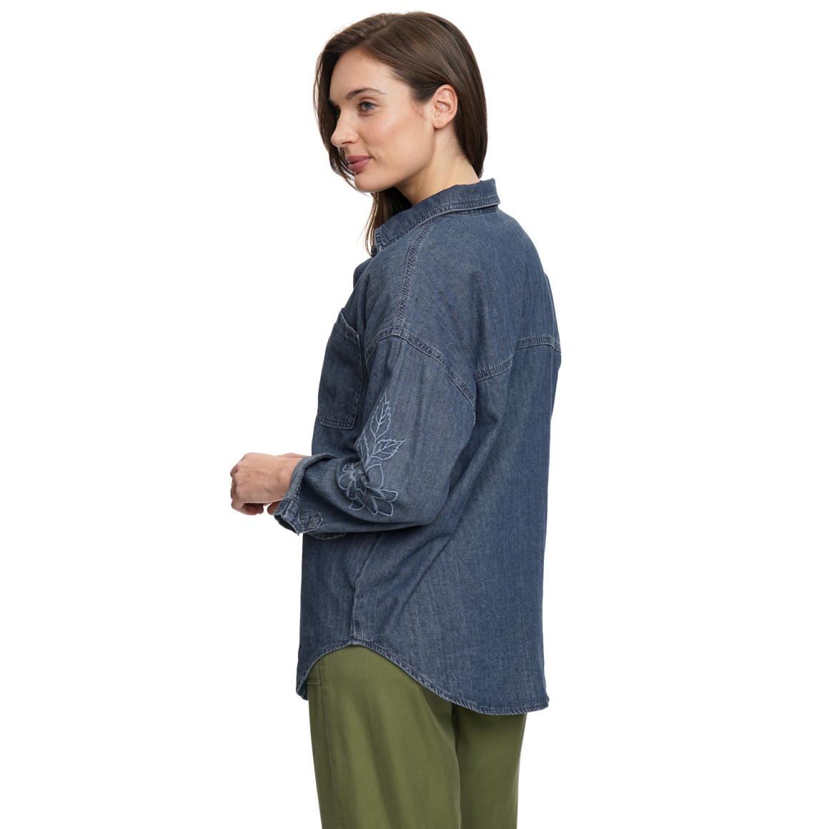 Damen Jeanshemd mit Stickerei