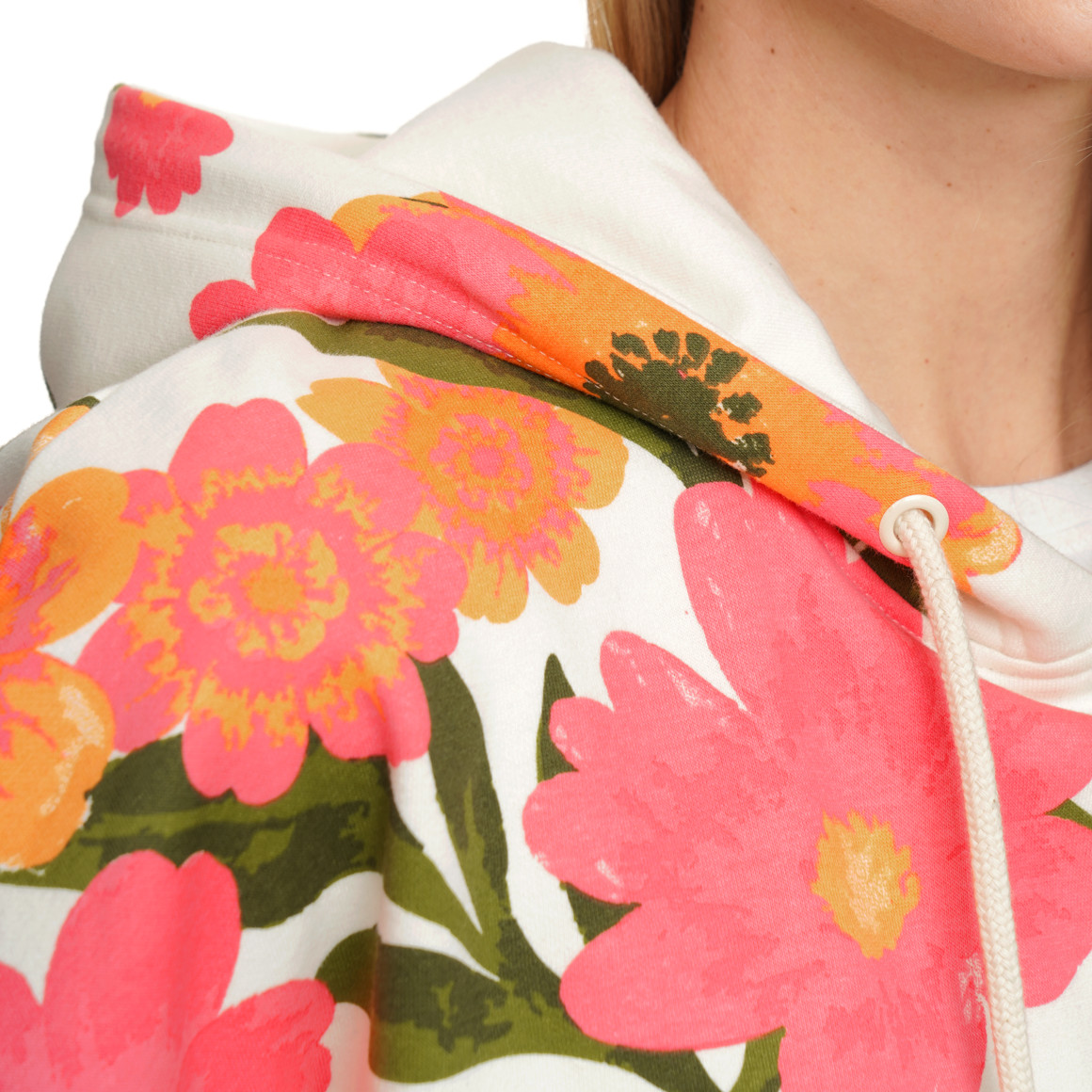 Damen Hoodie mit Blumen-Print