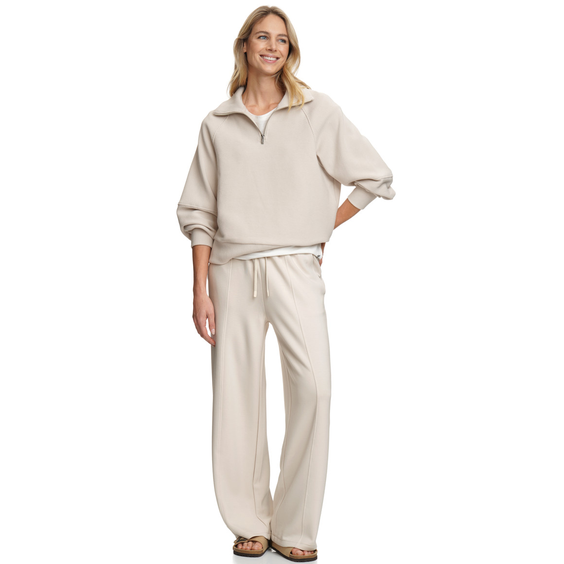 Damen Wide-Leg-Hose aus Modal-Mix