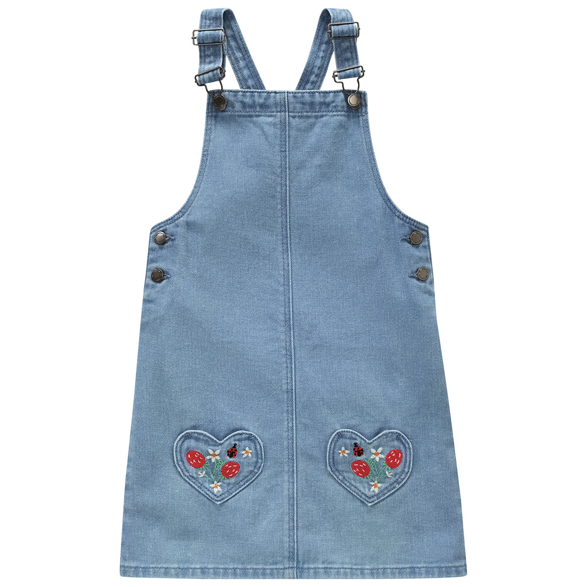 Mädchen Jeanslatzkleid mit Stickerei