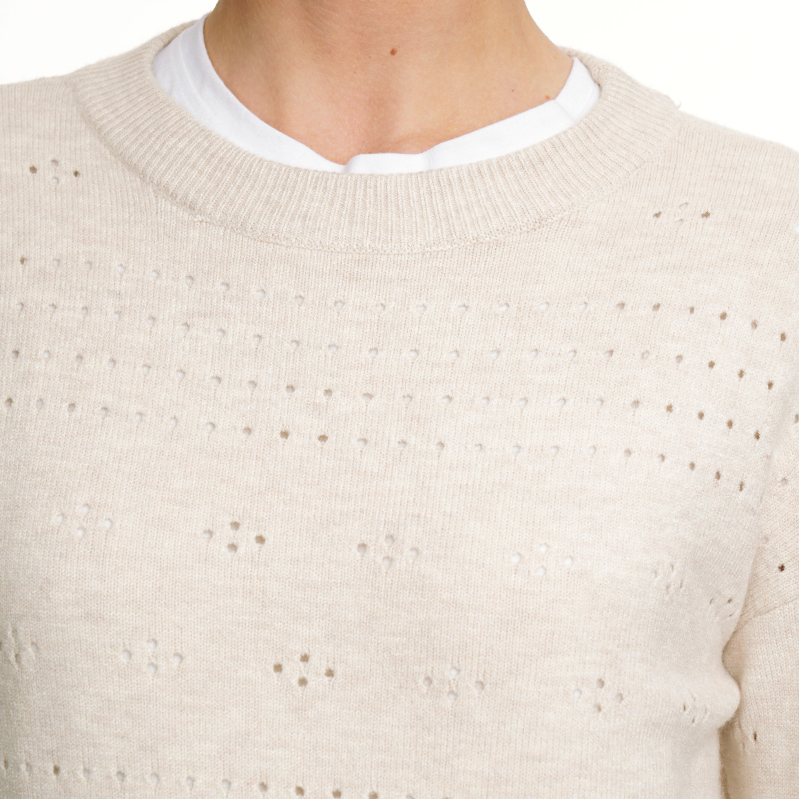 Damen Strickpullover mit Lochmuster