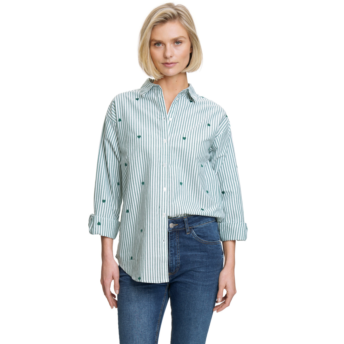 Damen Bluse mit Herz-Stickerei