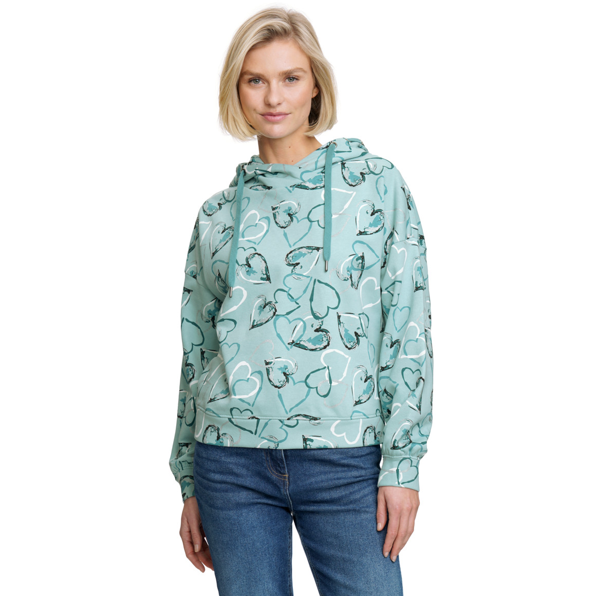 Damen Hoodie mit Herz-Allover