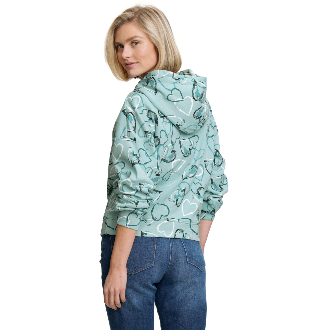 Damen Hoodie mit Herz-Allover