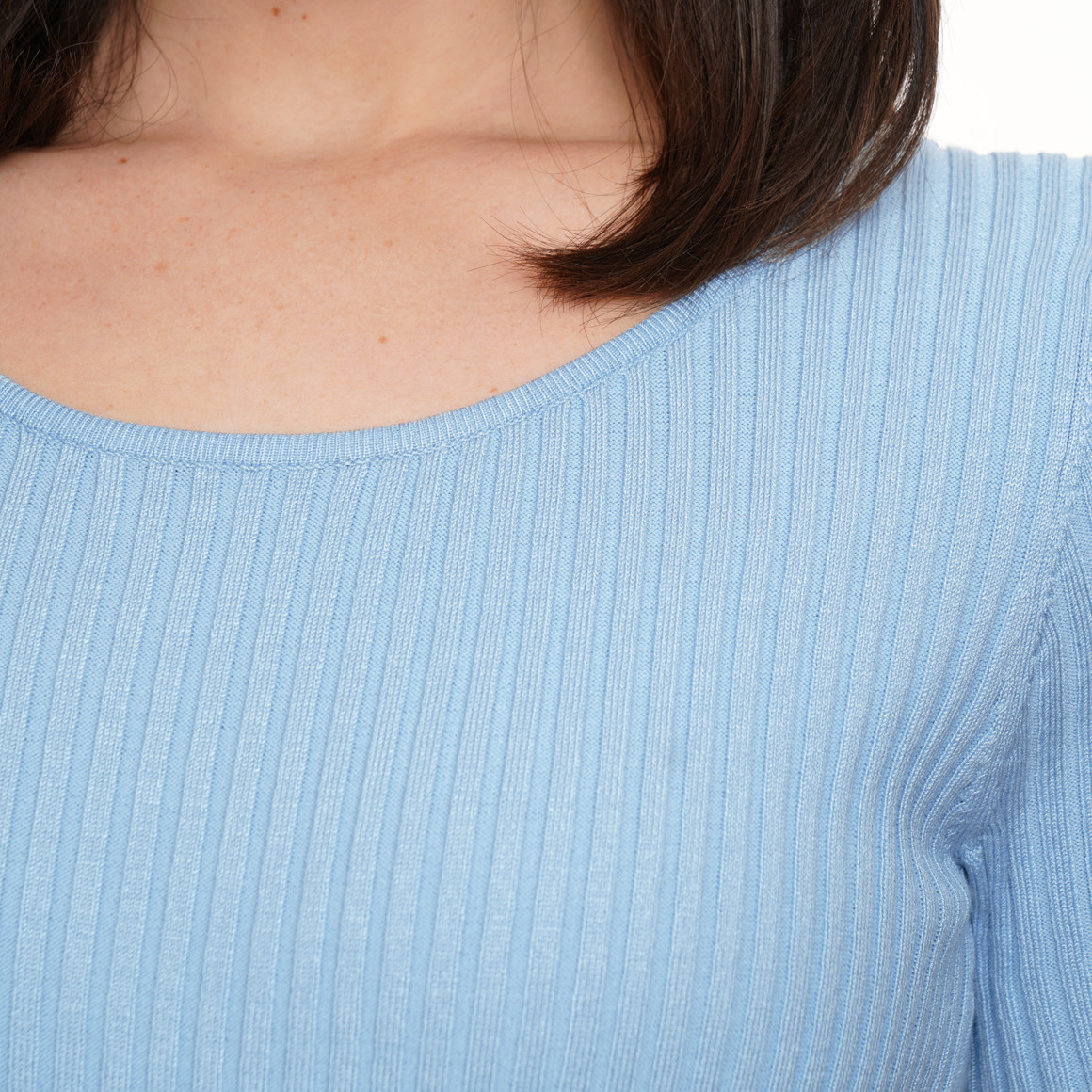 Damen Kurzarm-Strickpullover mit Rippstruktur