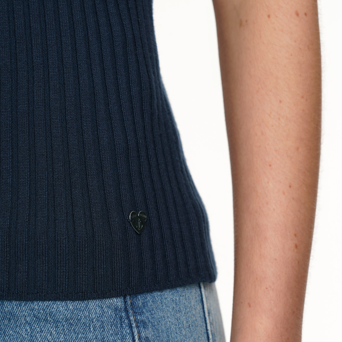 Damen Kurzarm-Strickpullover mit Rippstruktur