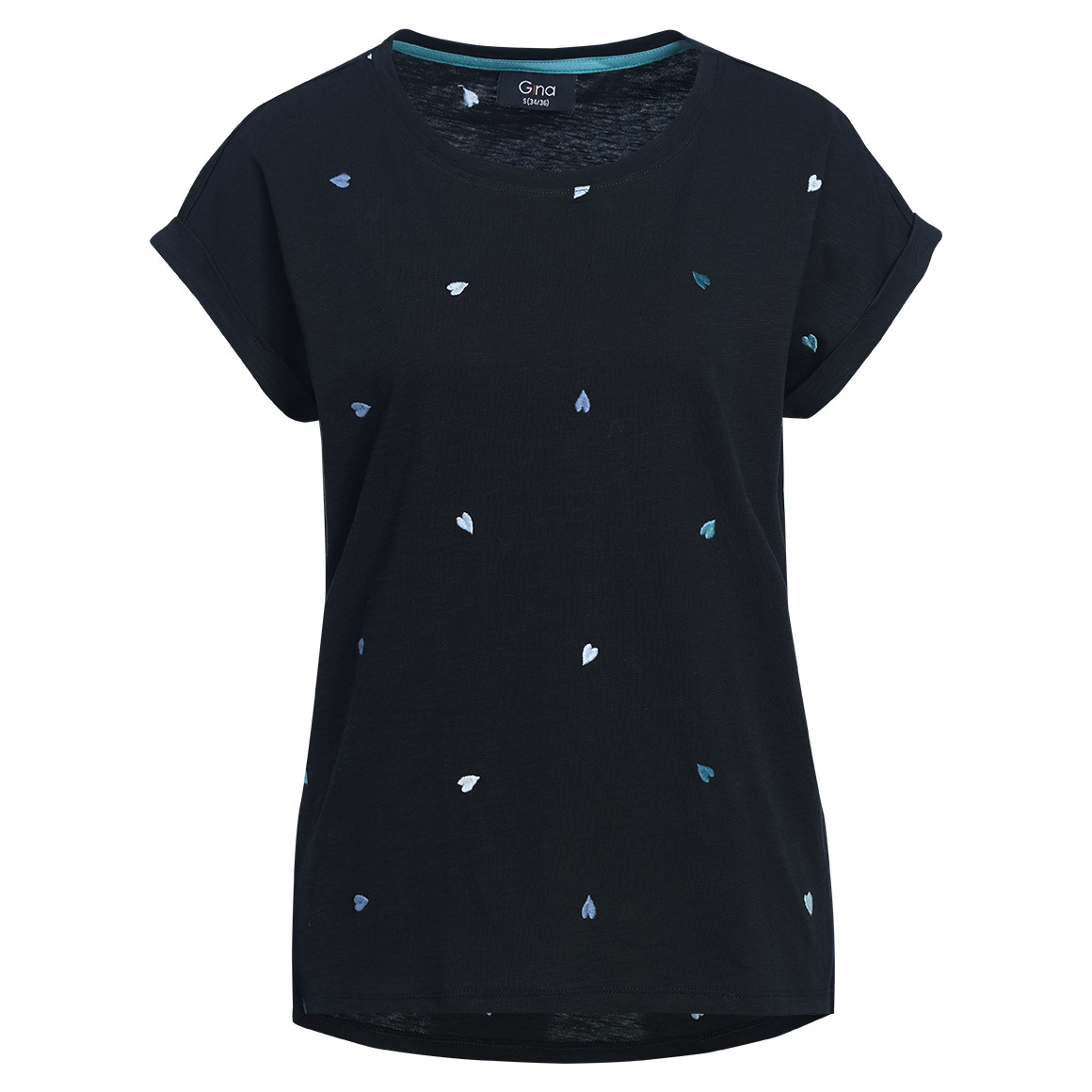 Damen T-Shirt mit Herz-Stickerei
