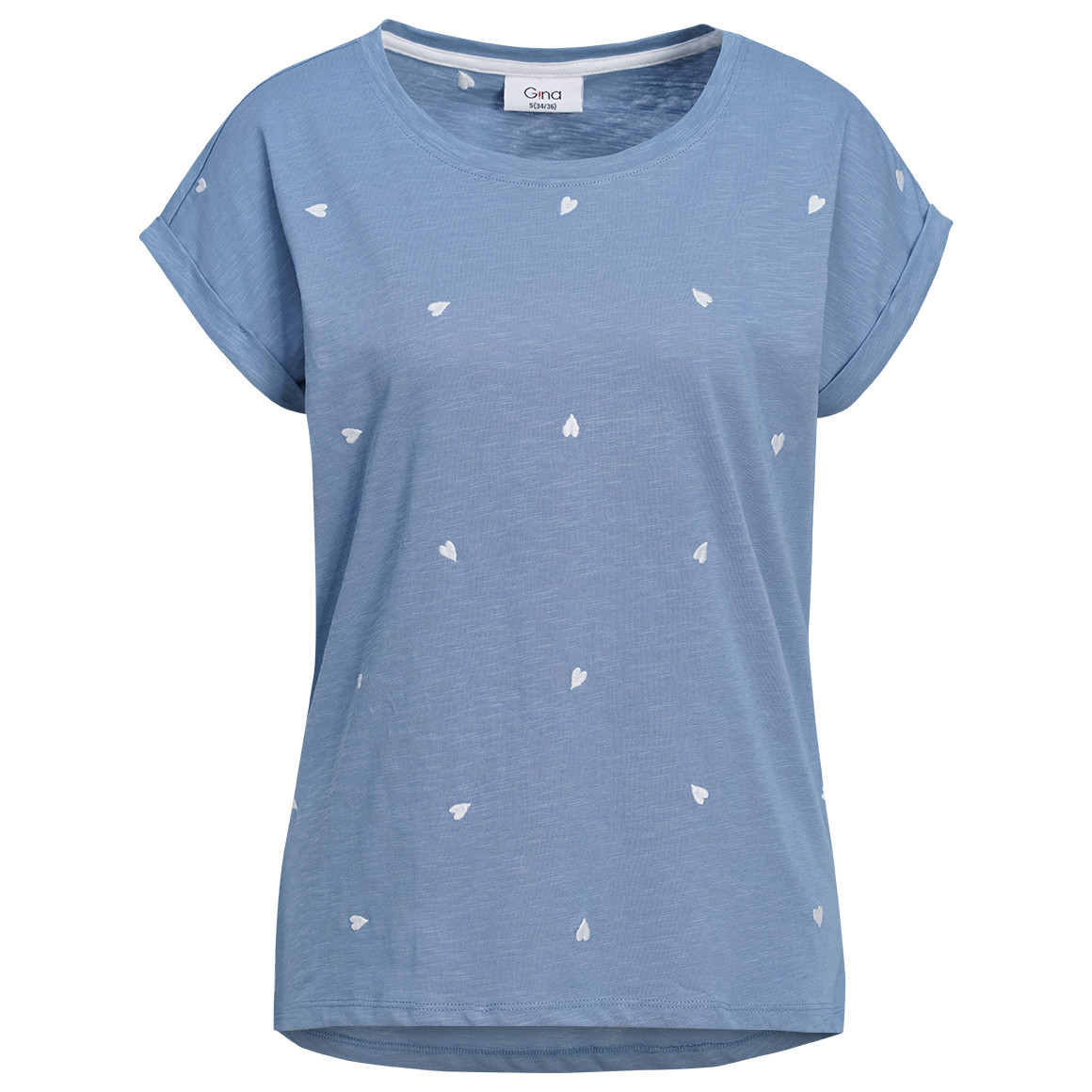 Damen T-Shirt mit Herz-Stickerei