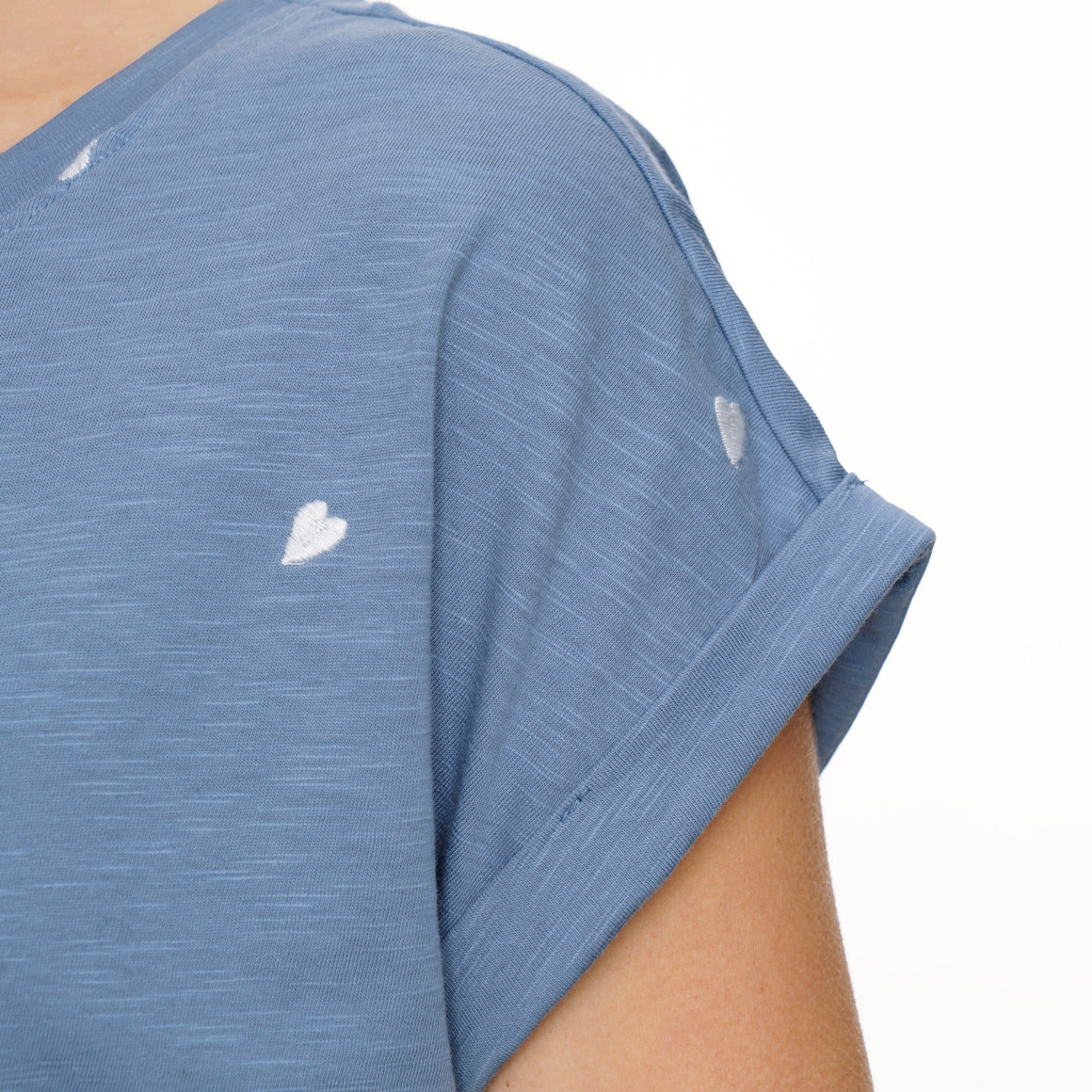 Damen T-Shirt mit Herz-Stickerei