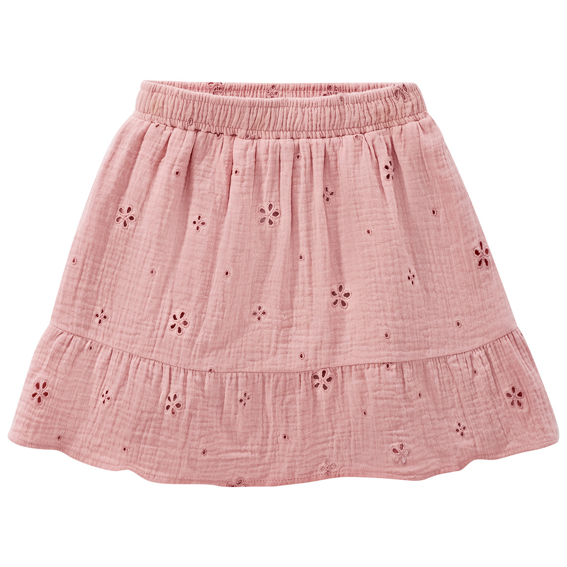 Mädchen Musselinrock mit Lochstickerei