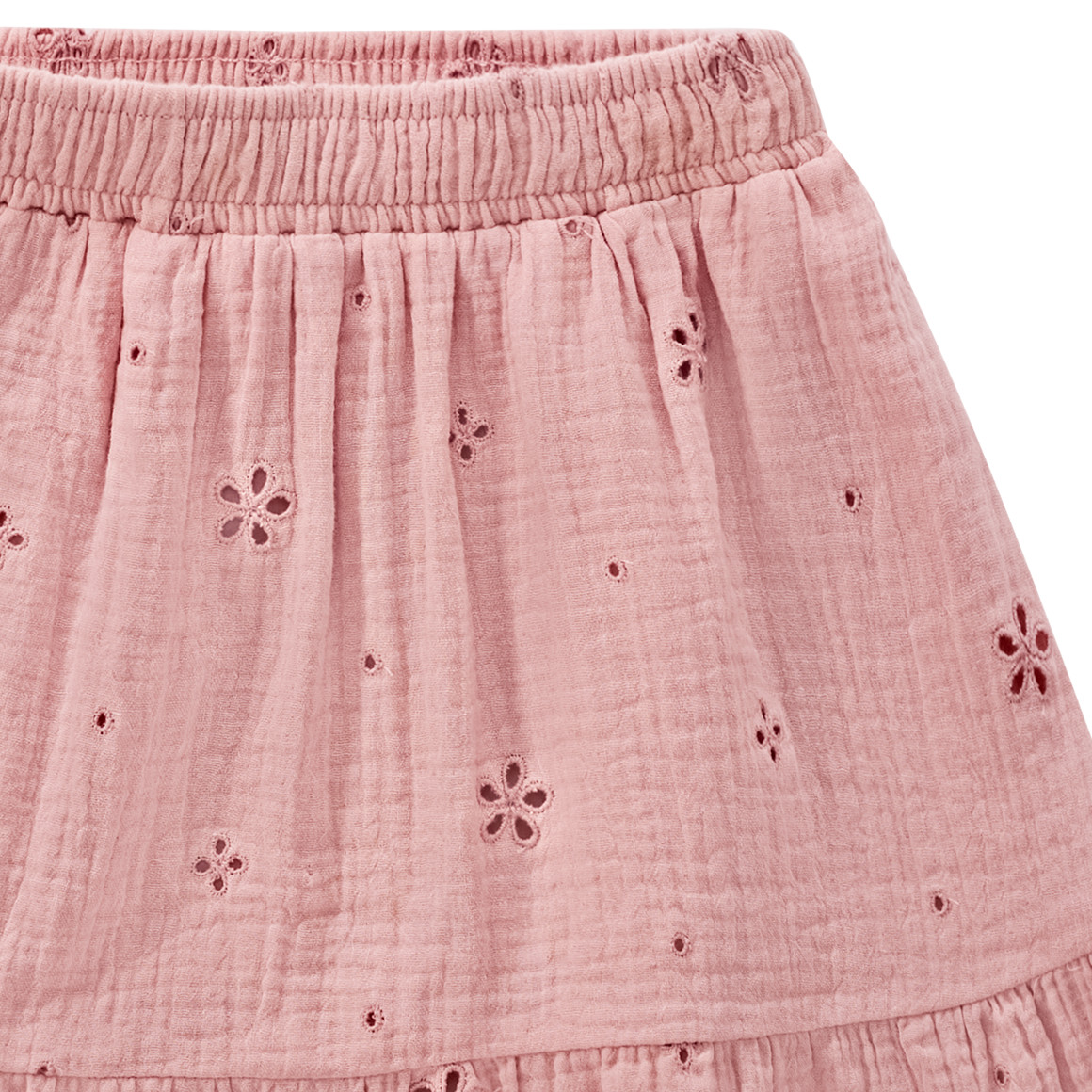 Mädchen Musselinrock mit Lochstickerei