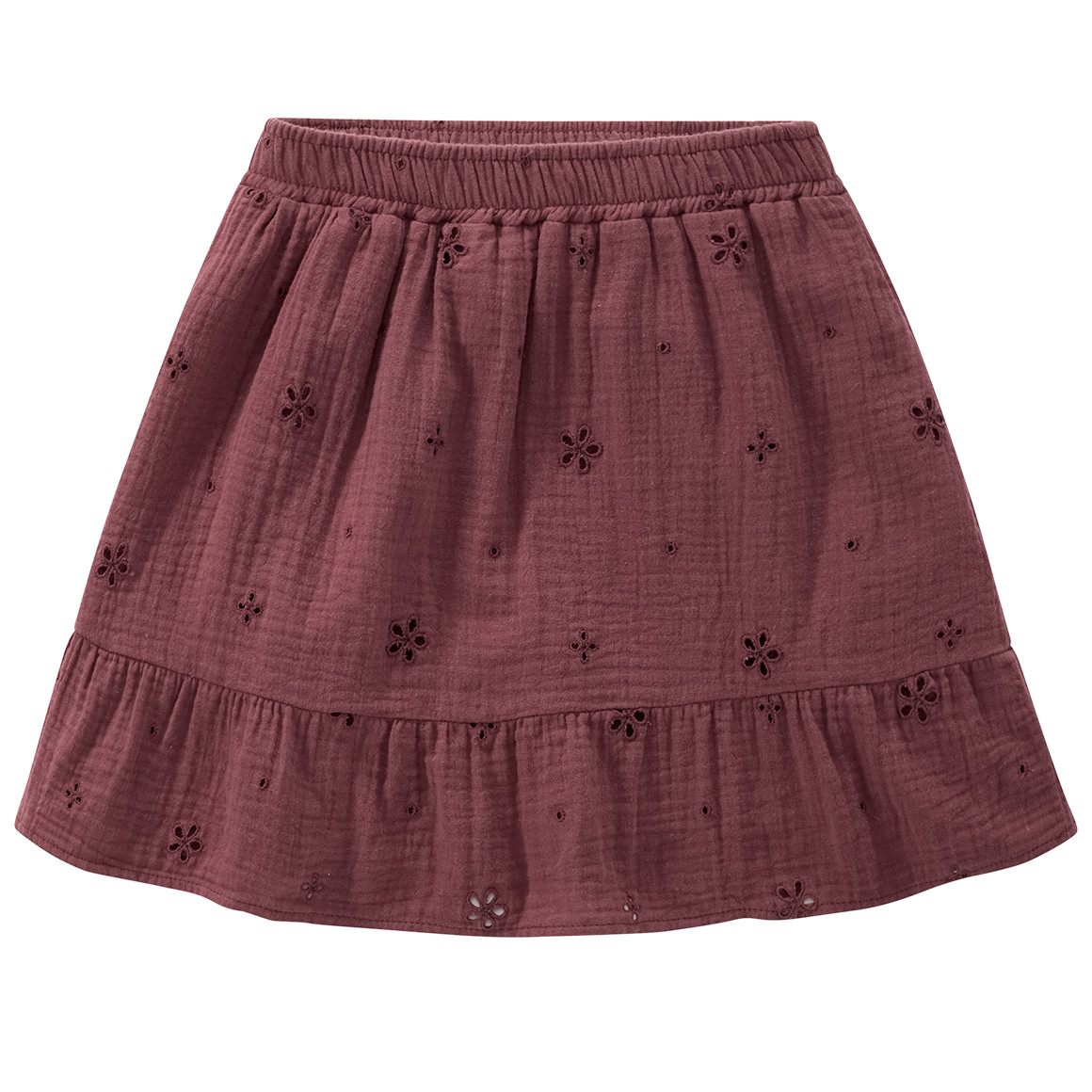 Mädchen Musselinrock mit Lochstickerei