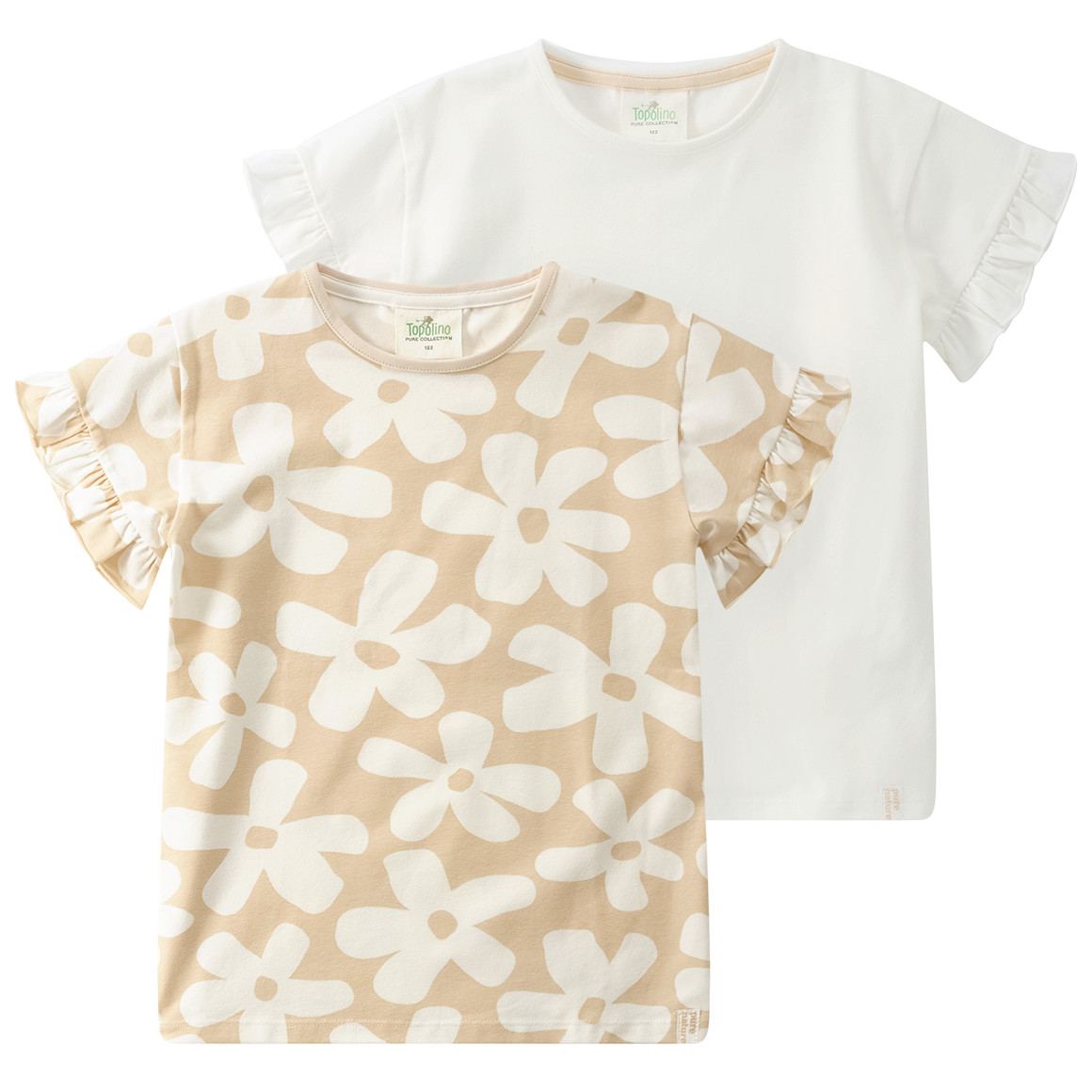 2 Mädchen T-Shirts mit Rüschenärmeln