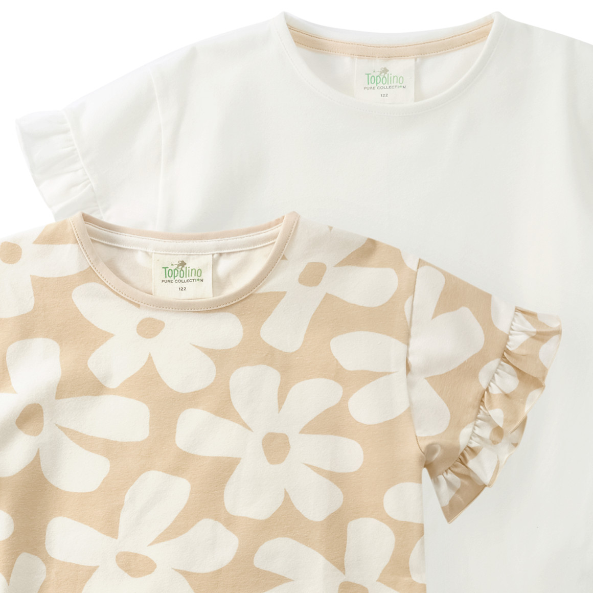 2 Mädchen T-Shirts mit Rüschenärmeln
