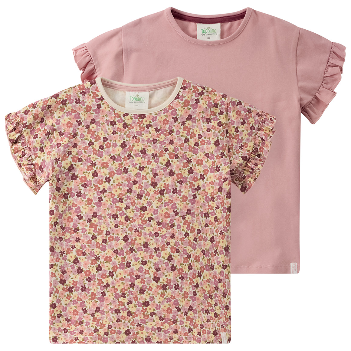 2 Mädchen T-Shirts mit Rüschenärmeln