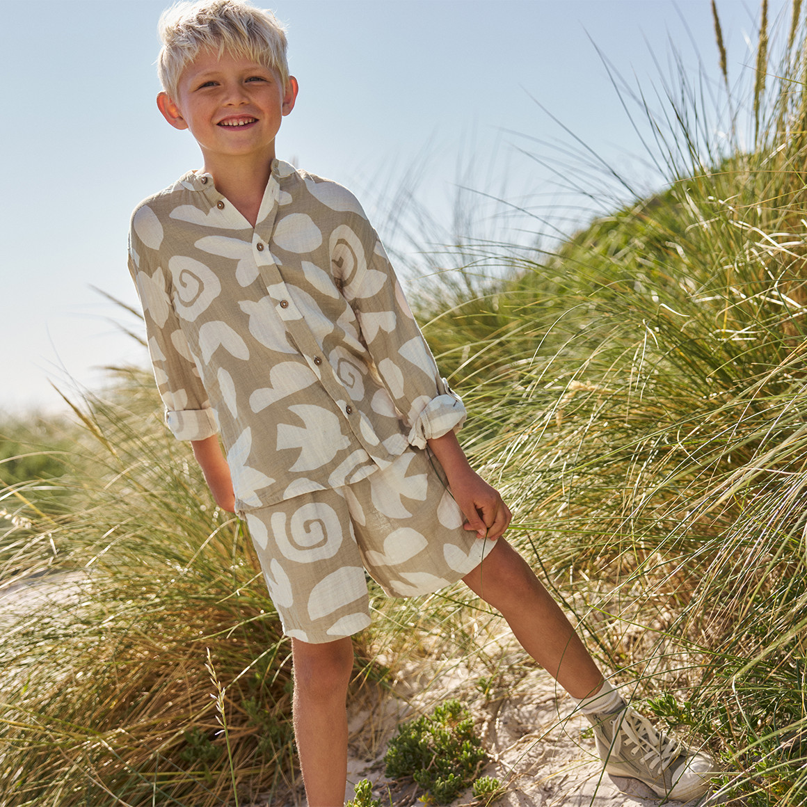 Jungen Musselinhemd mit Allover-Muster