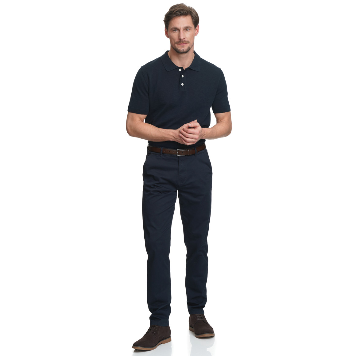 Herren Strick-Poloshirt aus Baumwolle