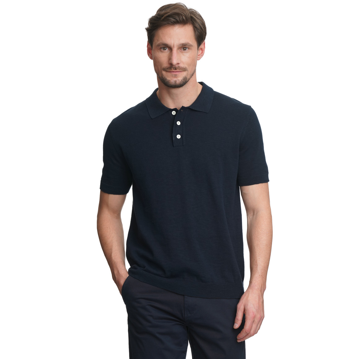 Herren Strick-Poloshirt aus Baumwolle