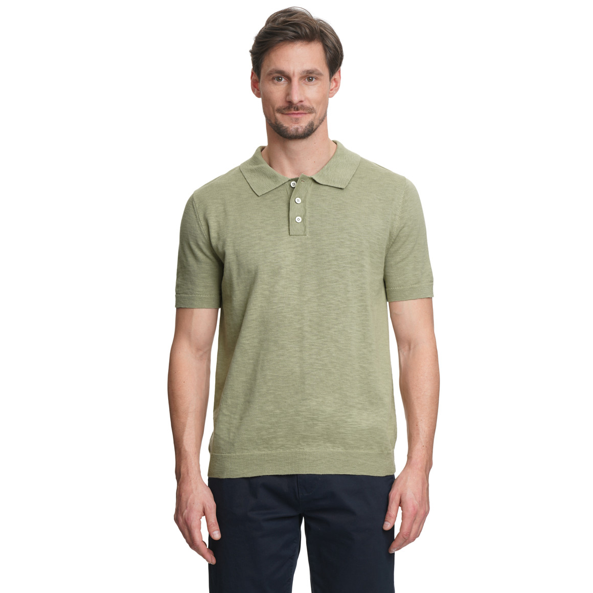 Herren Strick-Poloshirt aus Baumwolle