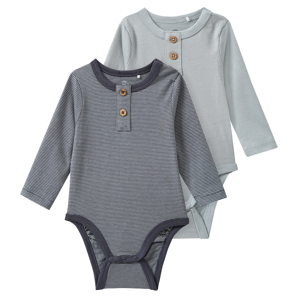 2 Baby Langarmbodys aus Bio-Baumwolle