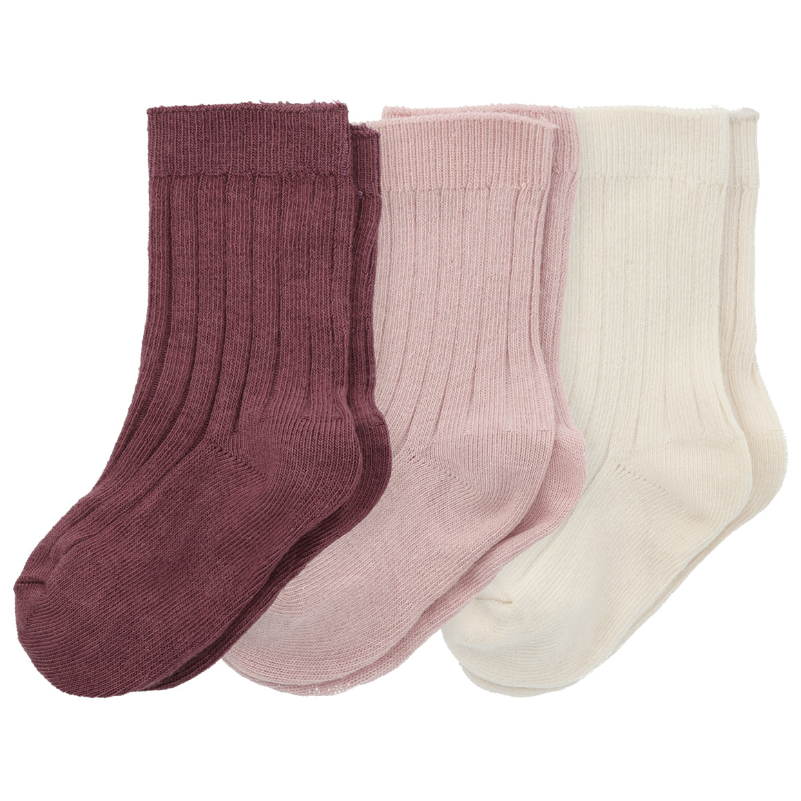3 Paar Baby Socken mit Rippstruktur