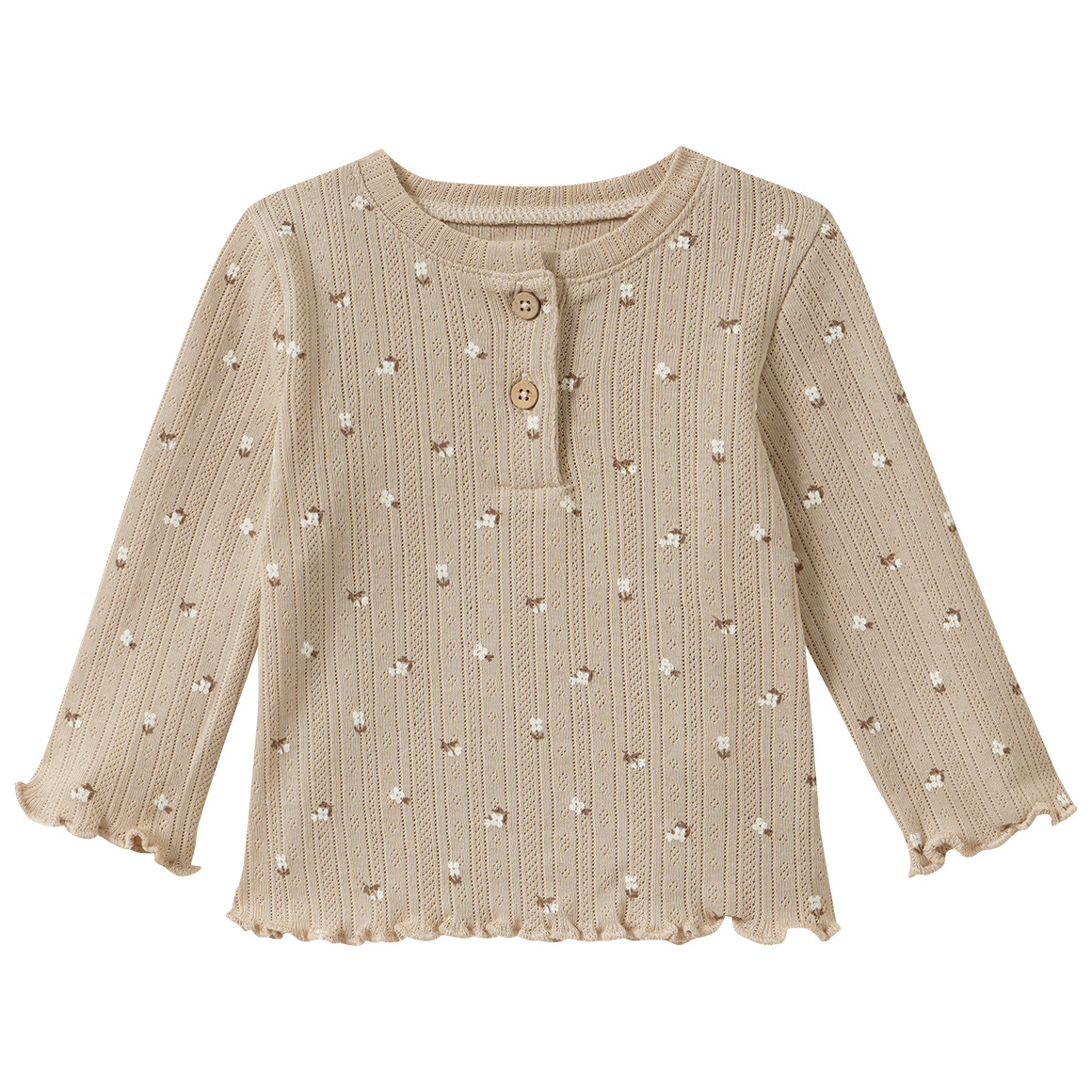 Newborn shirt met lange mouwen en bloemetjes