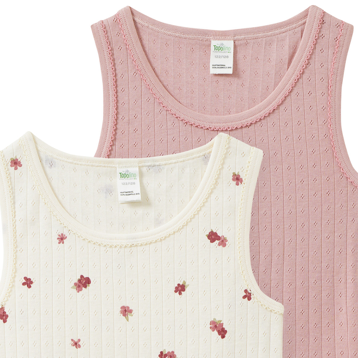 2 Mädchen Unterhemden aus Bio-Baumwolle