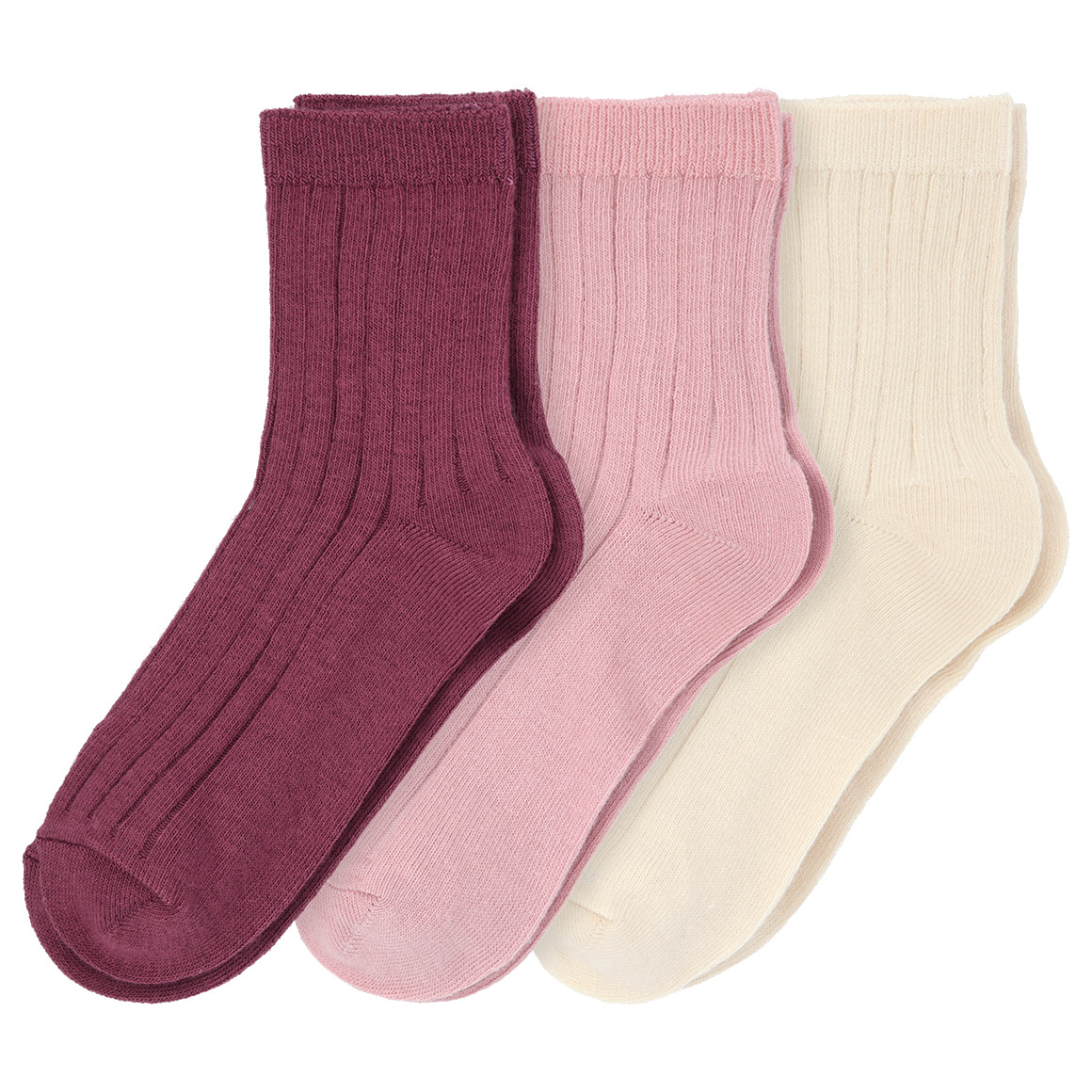 3 Paar Kinder Socken mit Rippstruktur