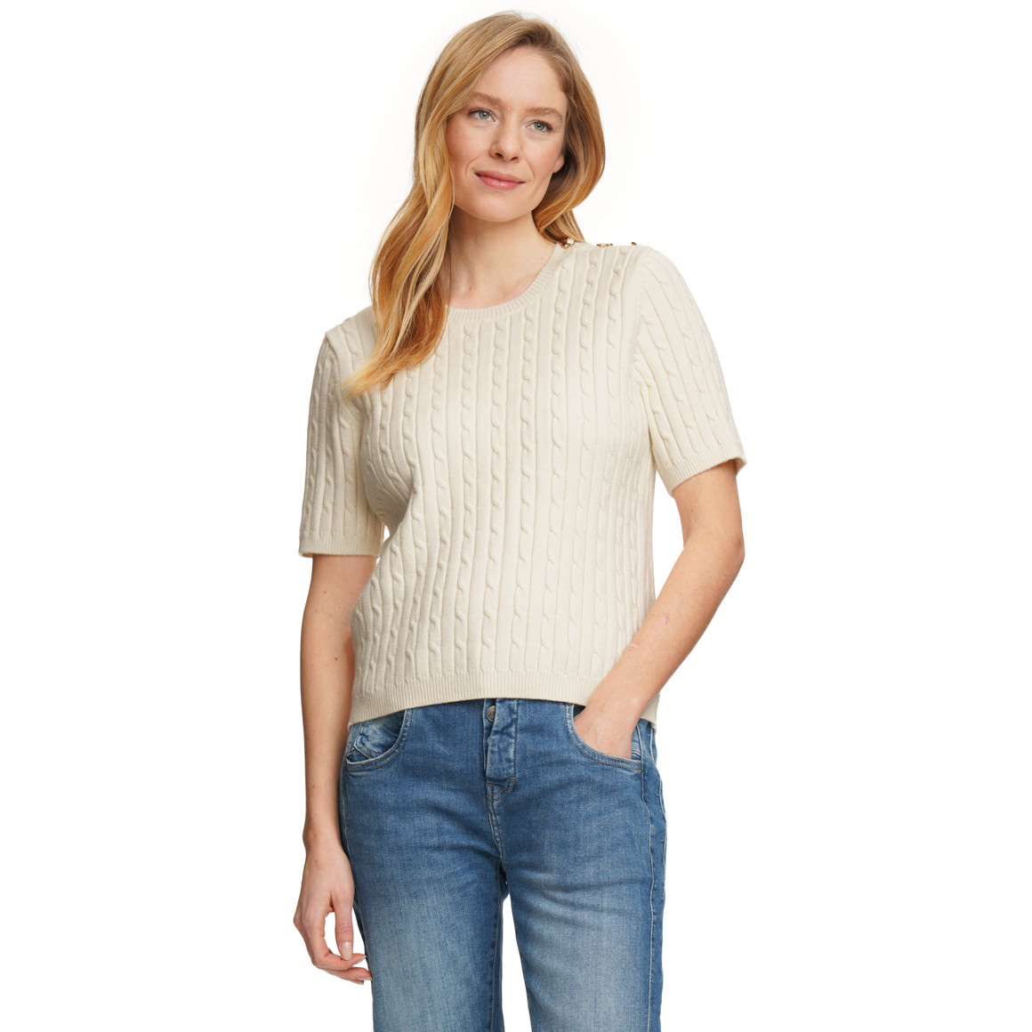 Damen Strickpullover mit Zopfmuster