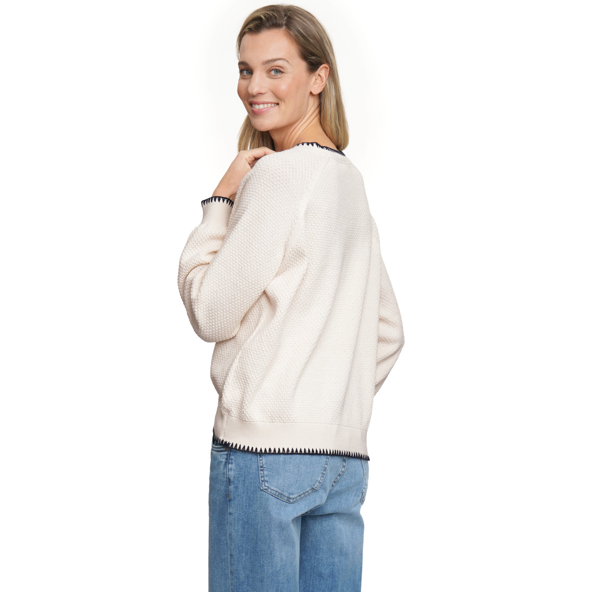 Damen Strickpullover mit Waffelstruktur