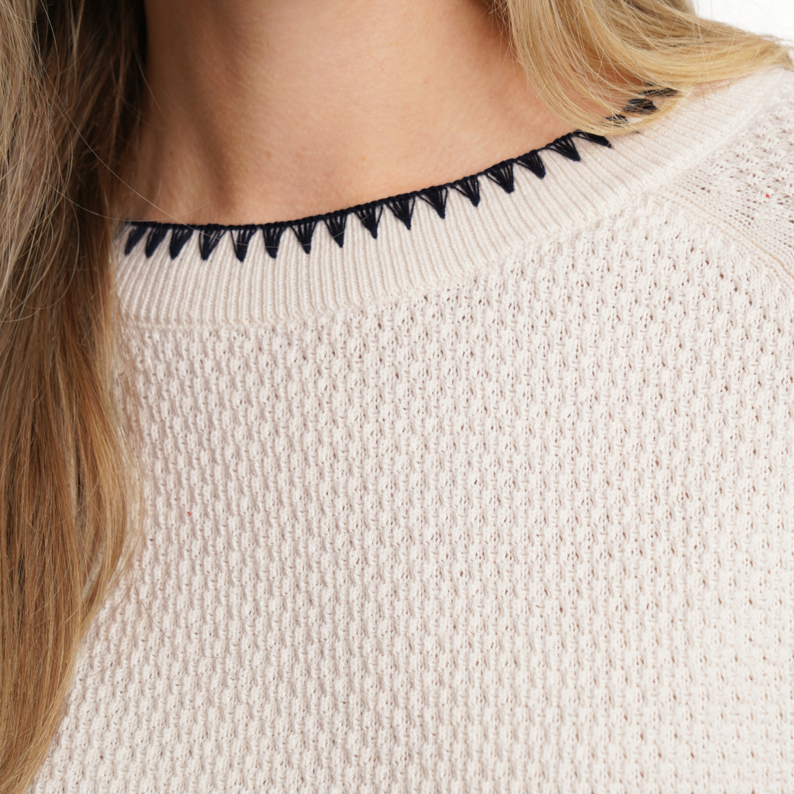 Damen Strickpullover mit Waffelstruktur