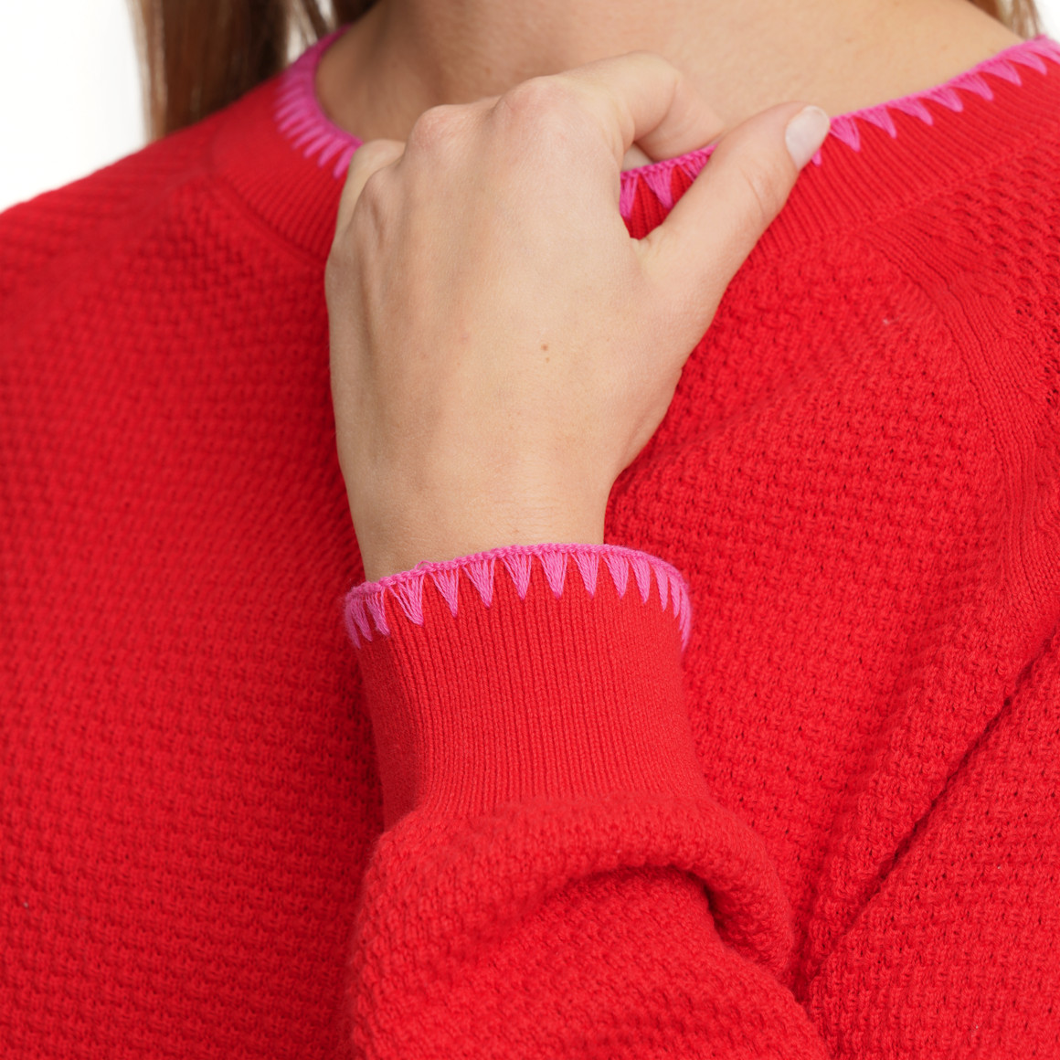 Damen Strickpullover mit Waffelstruktur