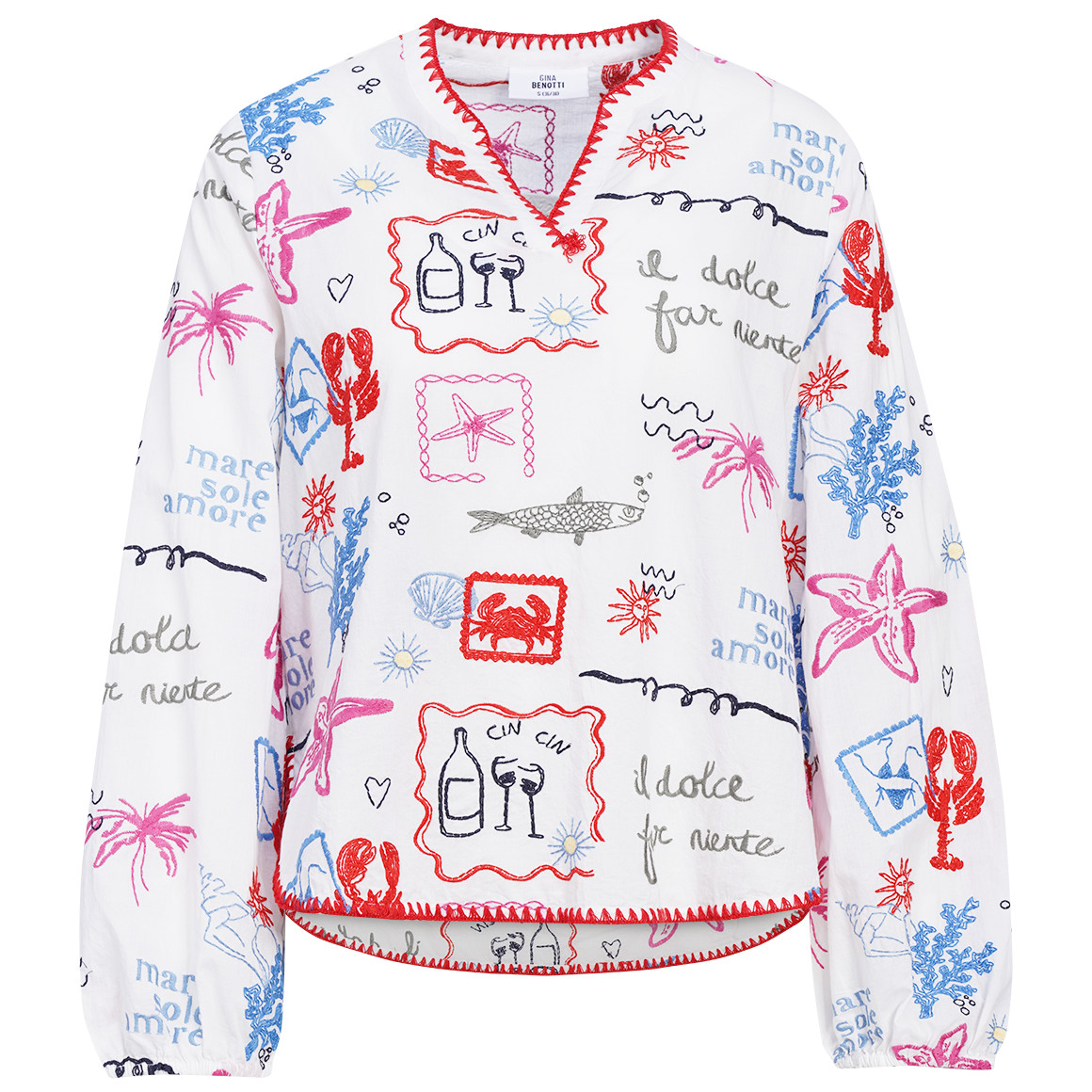 Damen Schlupfbluse mit Stickerei