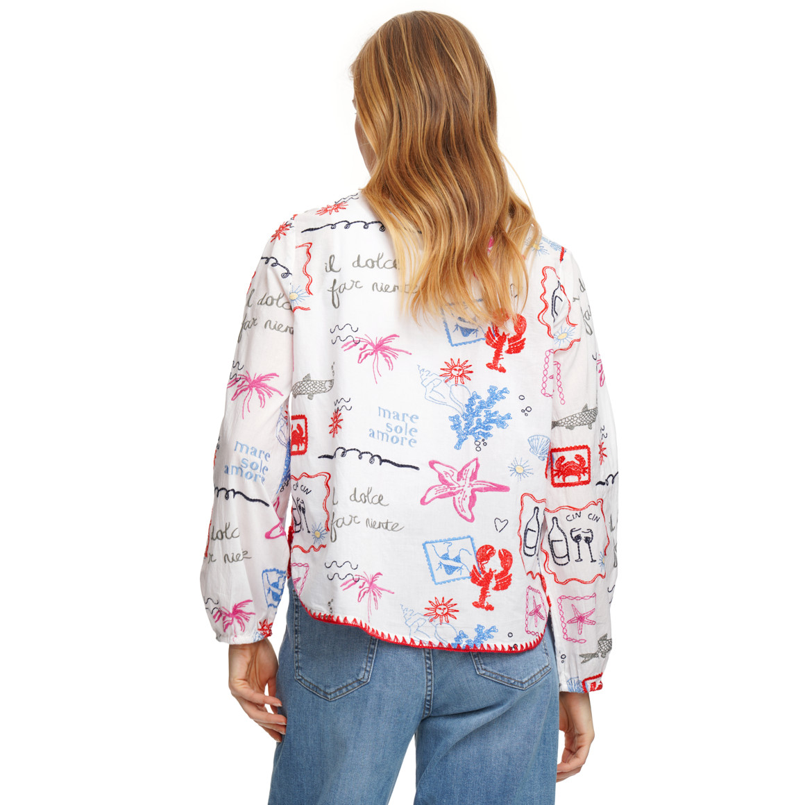 Damen Schlupfbluse mit Stickerei