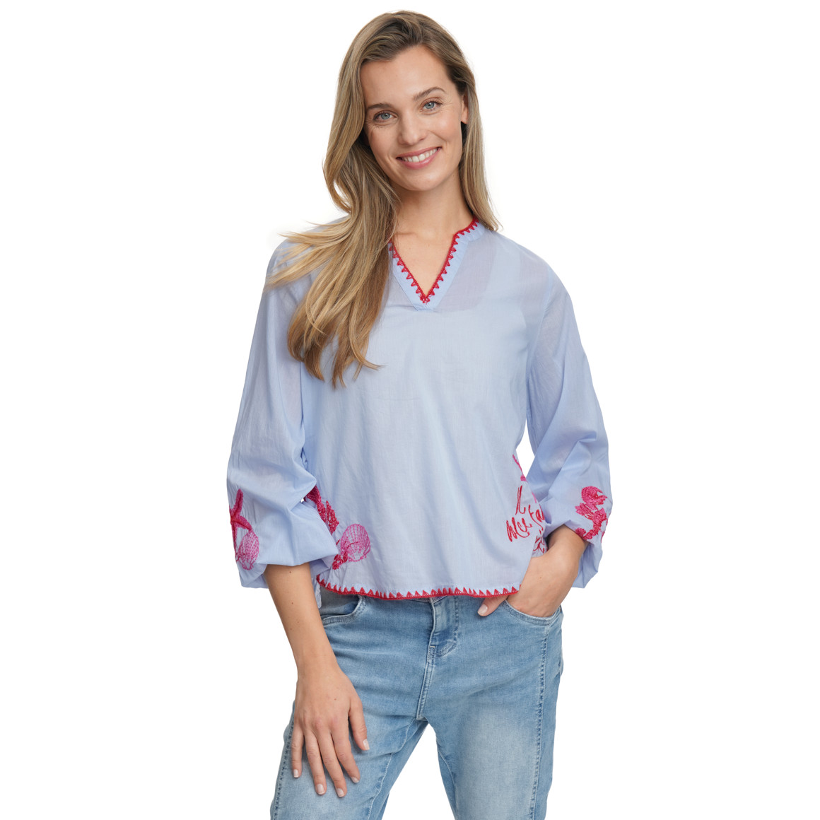 Damen Schlupfbluse mit Stickerei