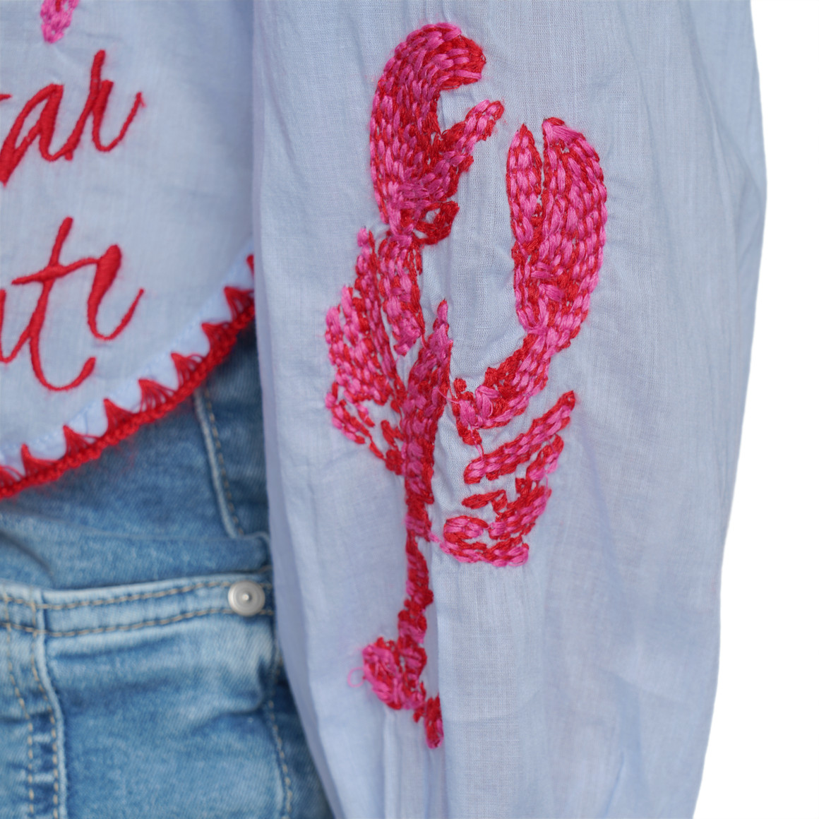 Damen Schlupfbluse mit Stickerei