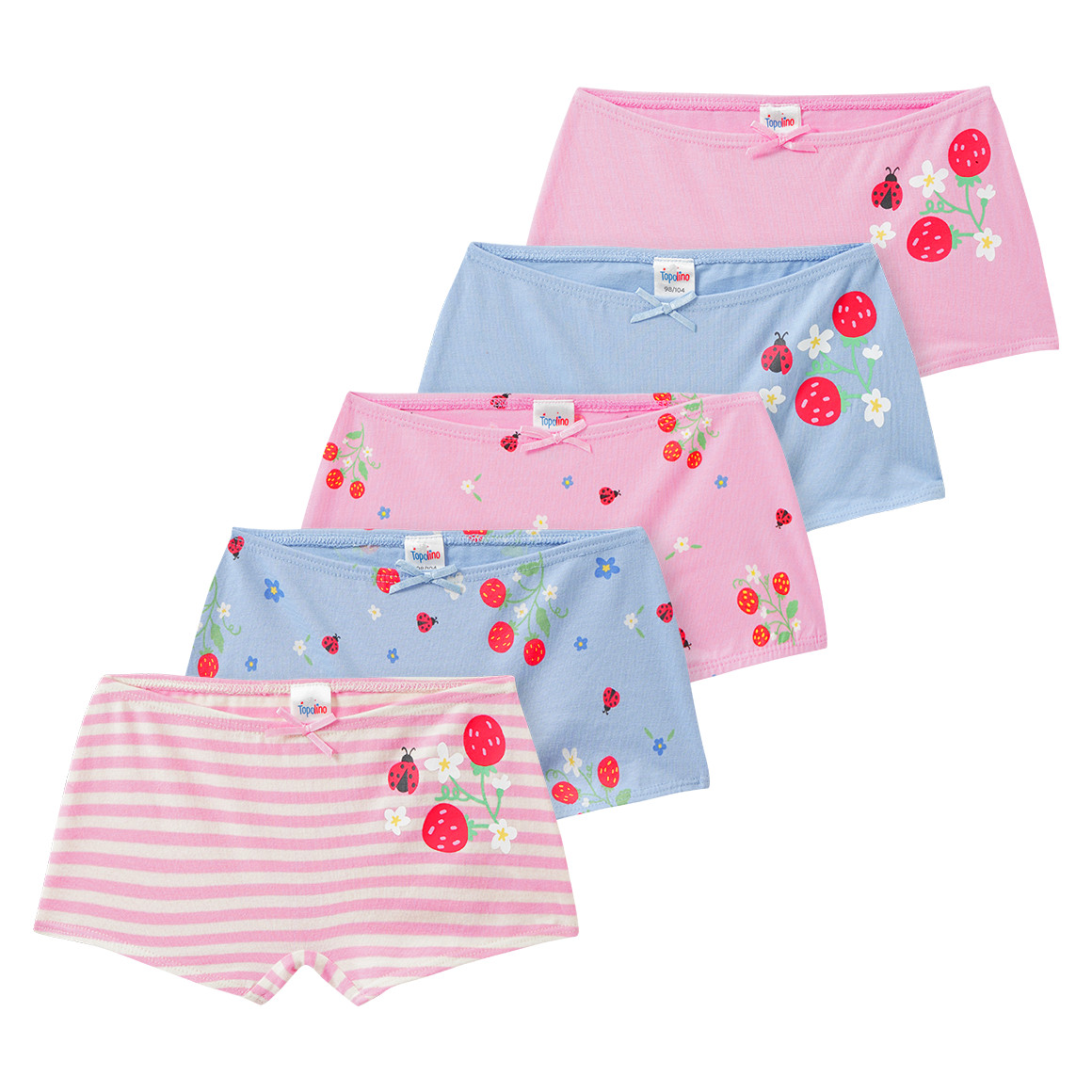 5 Mädchen Pantys mit Erdbeer-Print