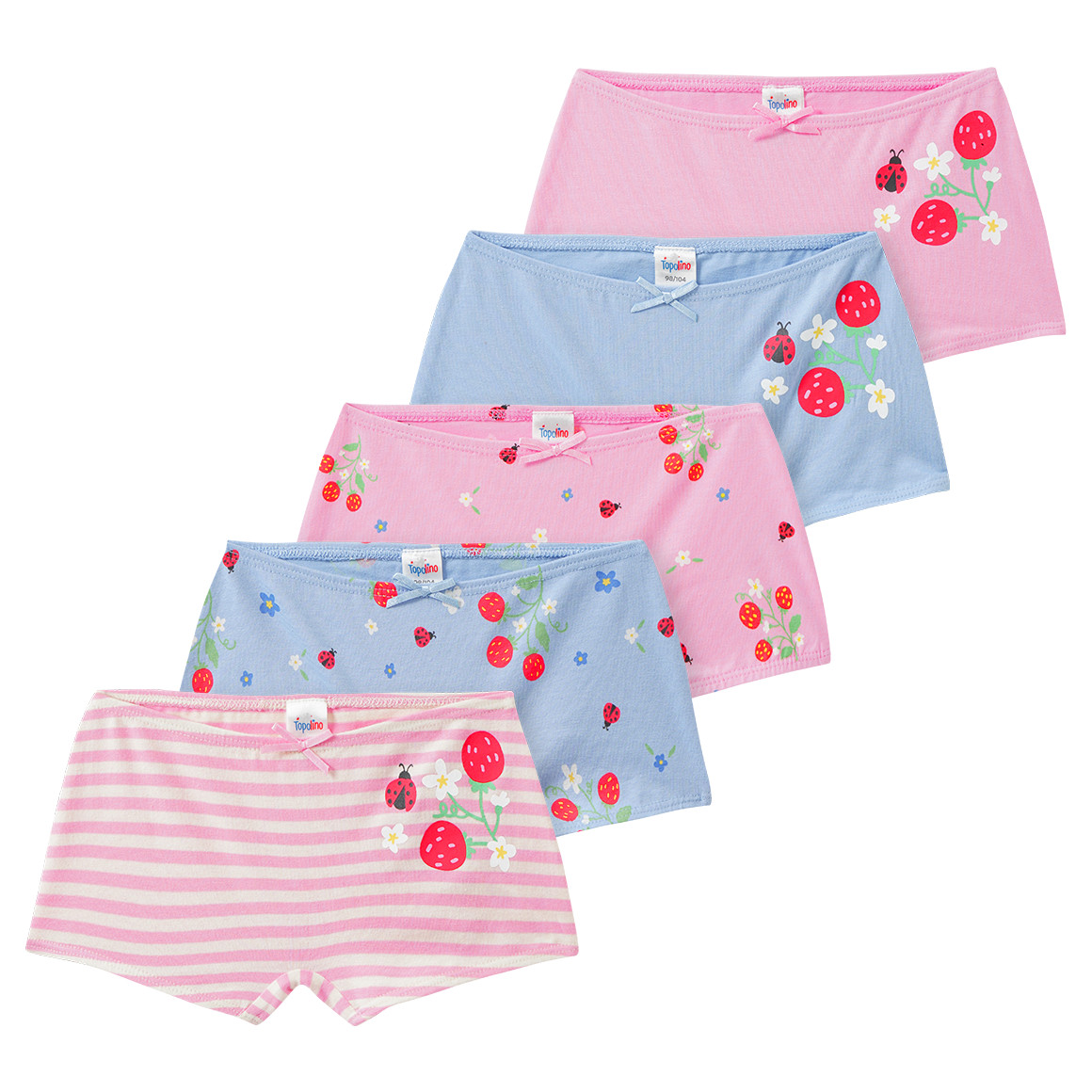 5 Mädchen Pantys mit Erdbeer-Print