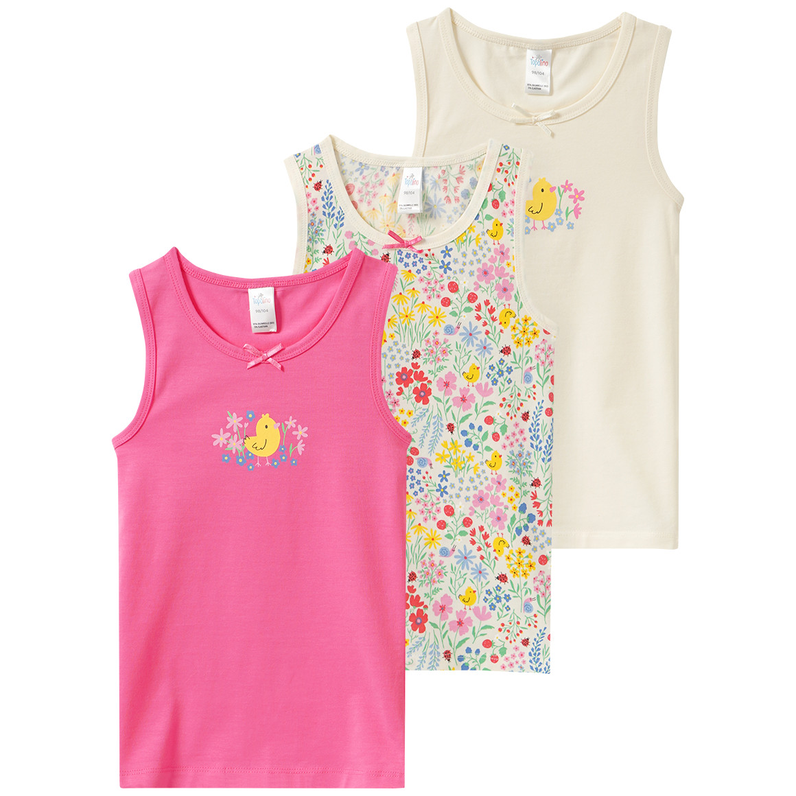 3 Mädchen Unterhemden mit Blumen-Print