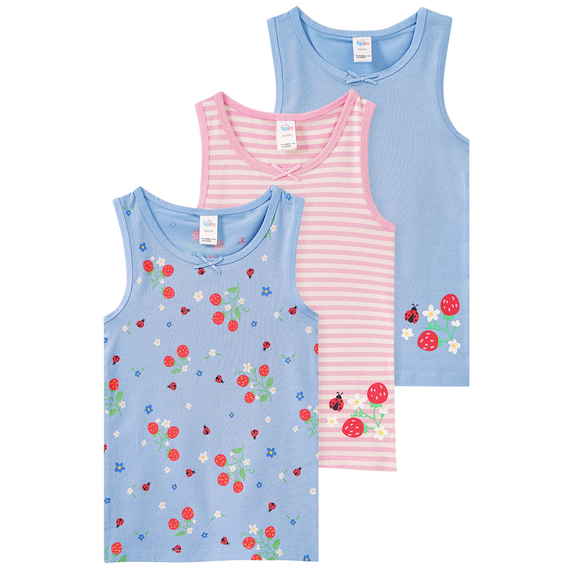 3 Mädchen Unterhemden mit Blumen-Print