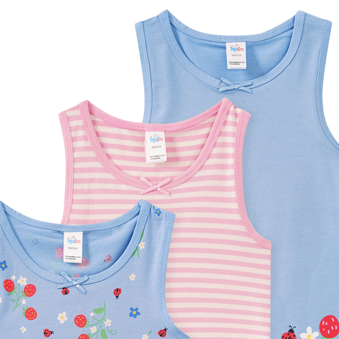 3 Mädchen Unterhemden mit Blumen-Print