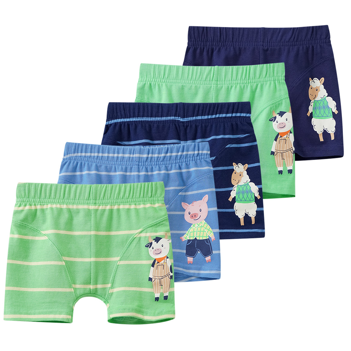 5 Jungen Boxer mit Bauernhof-Motiven