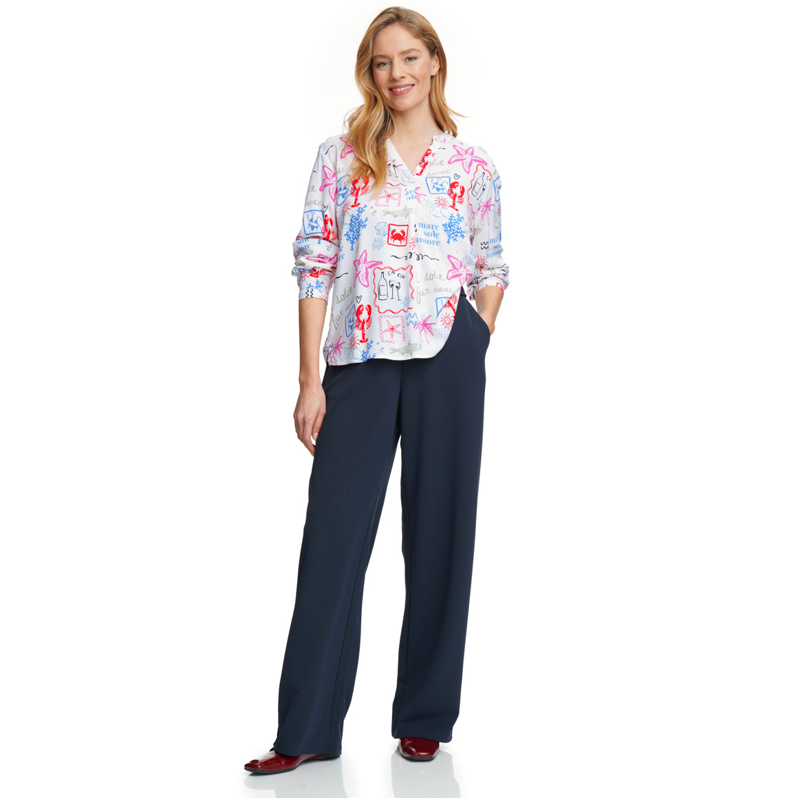 Damesblouse met serafino-hals